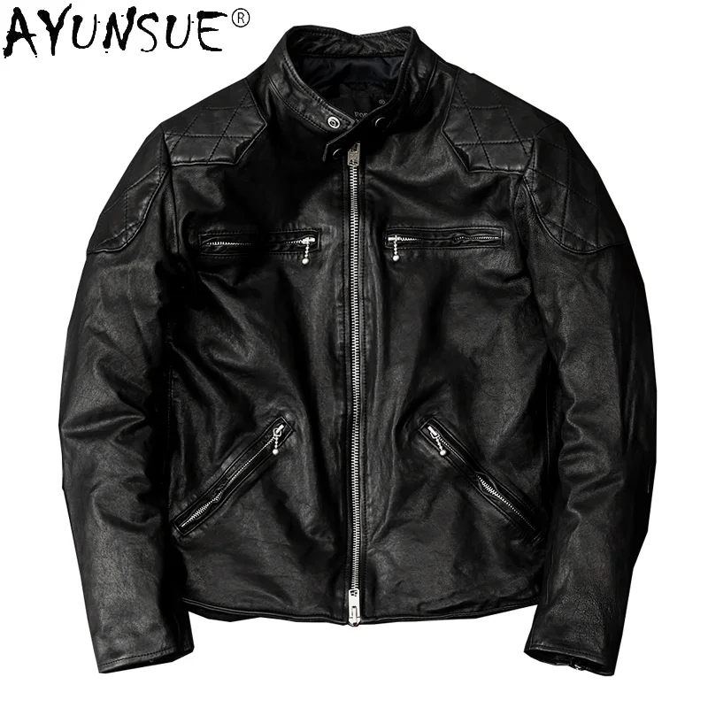 

Real Sheepskin Coat Genuine Leather Jacket Motorcycle Coats and Jackets Korean Men Clothing Chaqueta De Cuero Hombre WPY3700