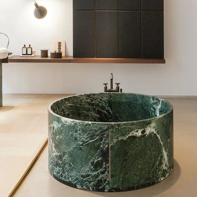 Rainforest green natural marble bathtub, bath basin Hotel villa home improvement bathroom bath integrated basin