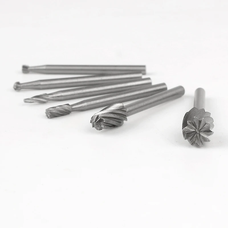 6/10pcs Set HSS Routing Router Drill Bits Set for Dremel Carbide Rotary Burrs Tools Wood Stone Metal Root Carving Milling Cutter