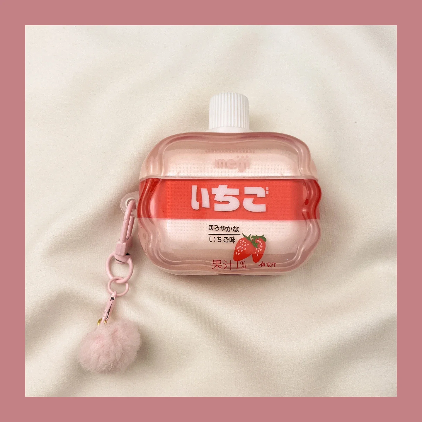 

Strawberry Beverage Case for Apple Airpods Pro3 2 Protective Case Bluetooth Earphone Case For Airpods 4 3 2 Cover With Keychain