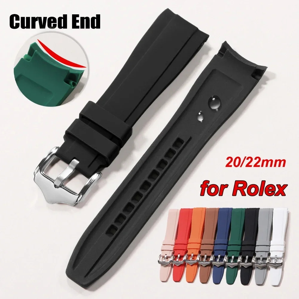 Cinturino in gomma con estremità curva per orologi Swatch, Omega Moonswatch, 20 mm, 22 mm, cinturino universale per polso, compatibile con Seamaster, Rolex e Tissot.