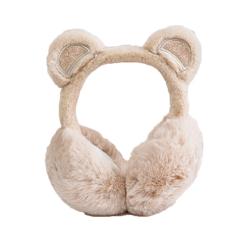 Korean version of antifreeze plush earmuffs for warmth folding winter ear protectors for students, cute antifreeze riding ear