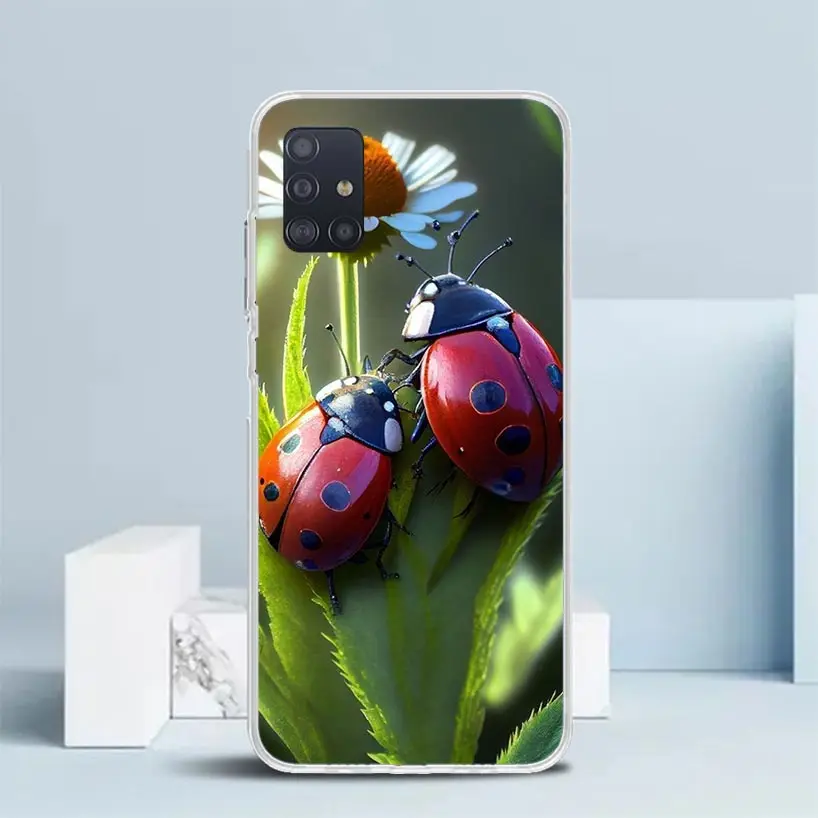 Insect Seven-Star ladybug Silicon Call Phone Case For Samsung Galaxy A51 A50S A71 A70 A41 A40 A31 A30 A21S A20E A10 A6 A7 A8 A9