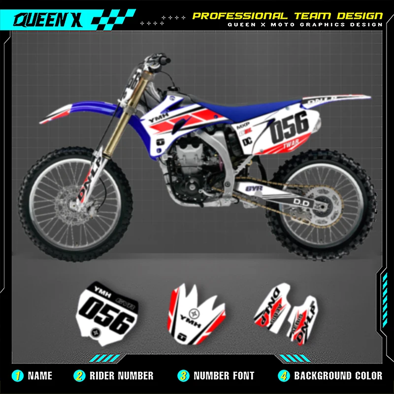 

QUEEN X MOTO Motorcycle Graphics Decals For YAMAHA YZ250F YZ450F 22009 2008 2007 2006 250CC 450CC Motorcycle Decal Sticker 008