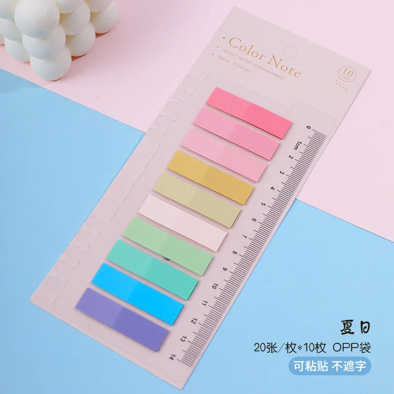 200 Blatt transparente Haftnotizen, selbstklebende Lesezeichen, Anmerkungen, Lesebuch, transparente Tab, Kawaii, niedliches Briefpapier – Detail 8