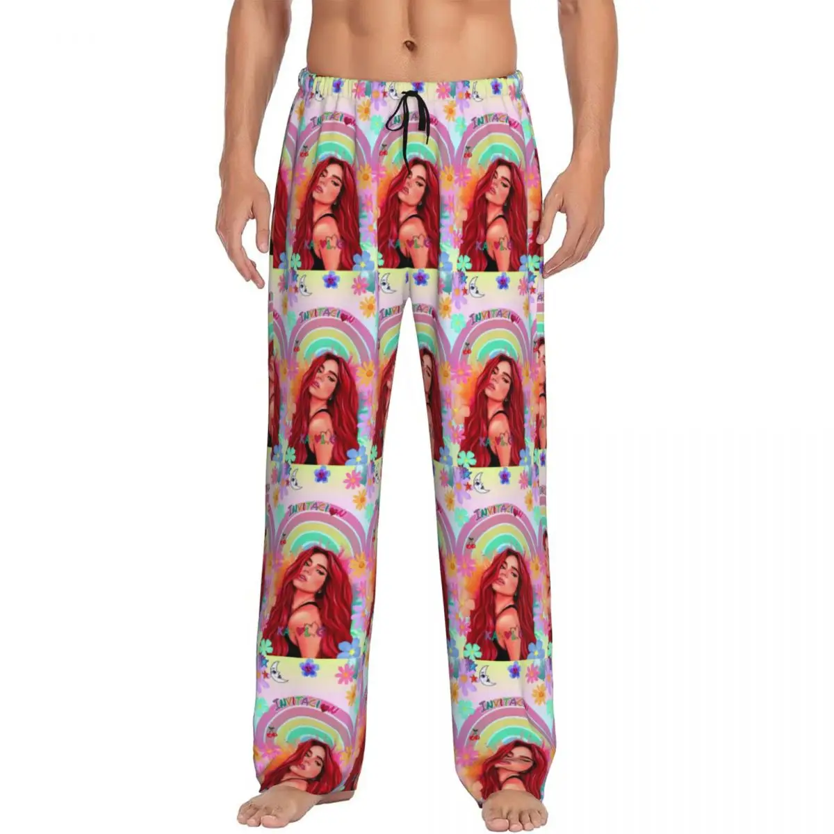 مخصص مطبوعة المغني كارول جي بيجامة السراويل الرجال النوم ملابس خاصة قيعان مع جيوب