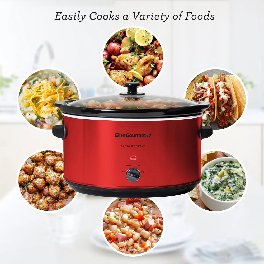 Pentola a cottura lenta in acciaio inossidabile da 8,5 Qt con coperchio in vetro temperato Zuppe Stufe Arrosti Cacciole Curries Chili Elettrodomestico da cucina