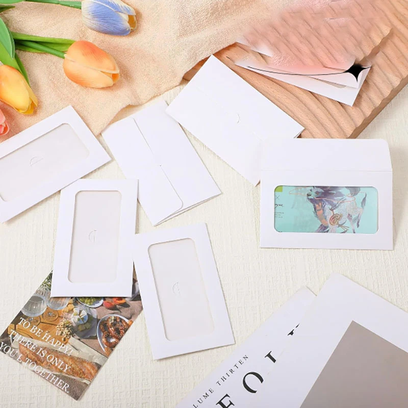 

50pcs White Envelope Bag Card Boxes Sugar Box Candy Earring Necklace 250g Kraft Paper Wedding Invitation Celebration Party Gift