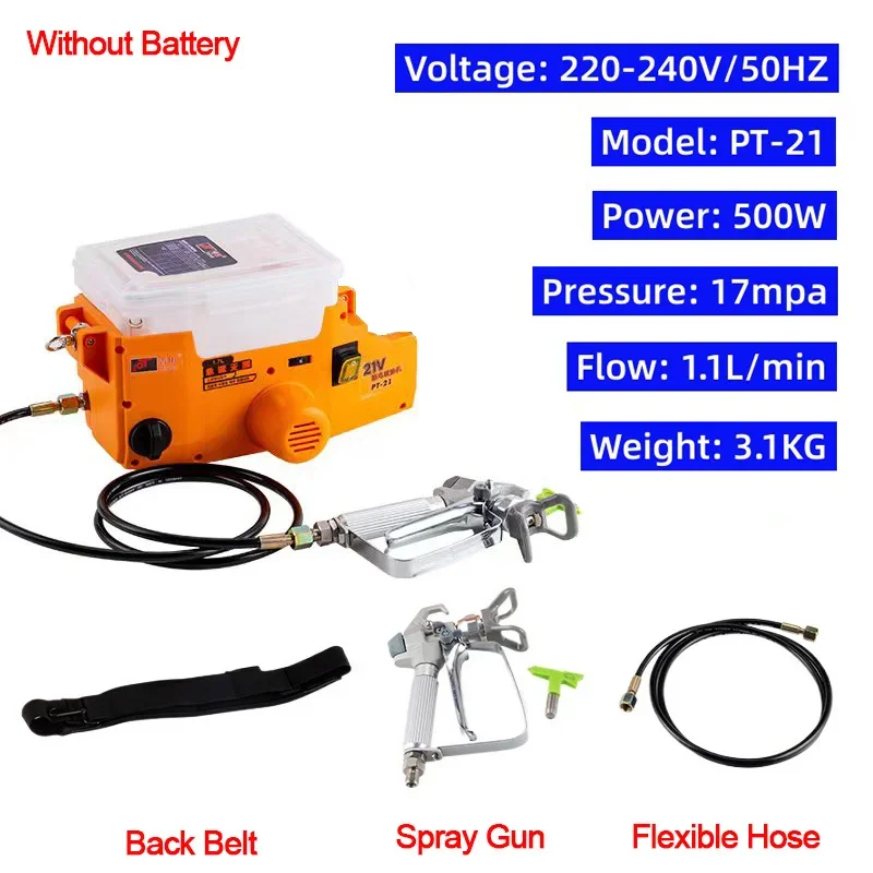 Imagem -03 - Pistola de Pulverização o Portátil 500w Máquina de Pulverizador Tinta Tinta de Látex Mochila Carregamento de Bateria de Lítio Máquina de Pintura de Parede de Alta Pressã