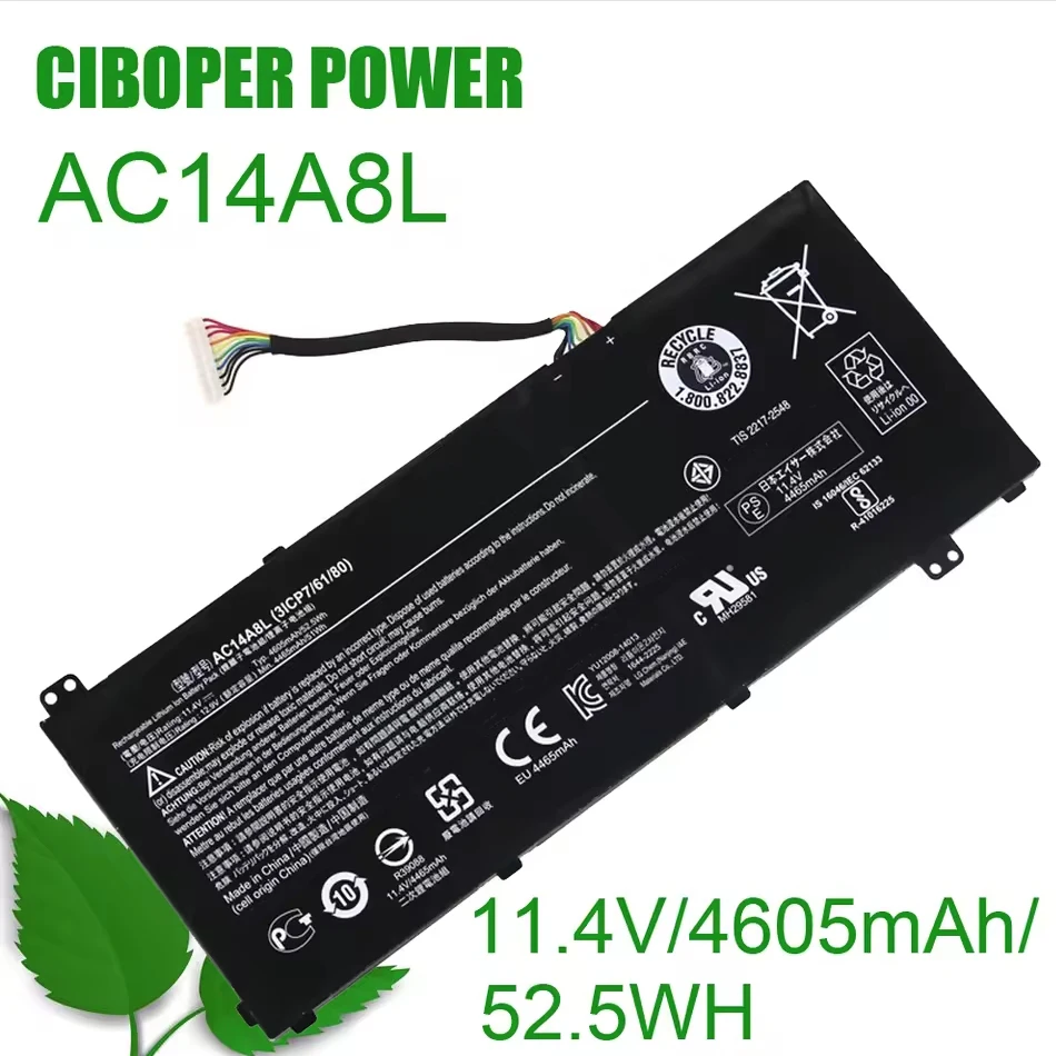 CP Laptop Battery KT.0030G.001 AC14A8L 4605mAh For Aspire V15 Nitro VN7-571 VN7-571G VN7-591 VN7-591G MS2391 V17 Nitro VN7-791G