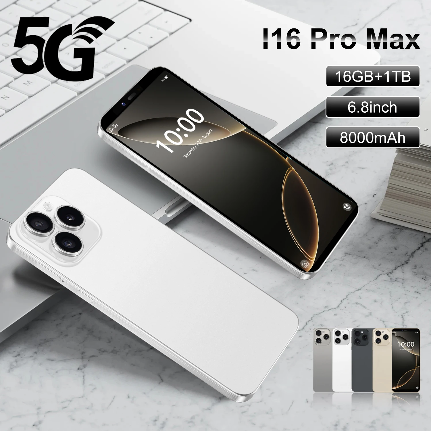 

New i16 Pro Max Global Edition New 5G Intelligent 22GB+2TB Android System 14.0 6.8inch 8000mAh mAh Battery Dual Card Dual Standb