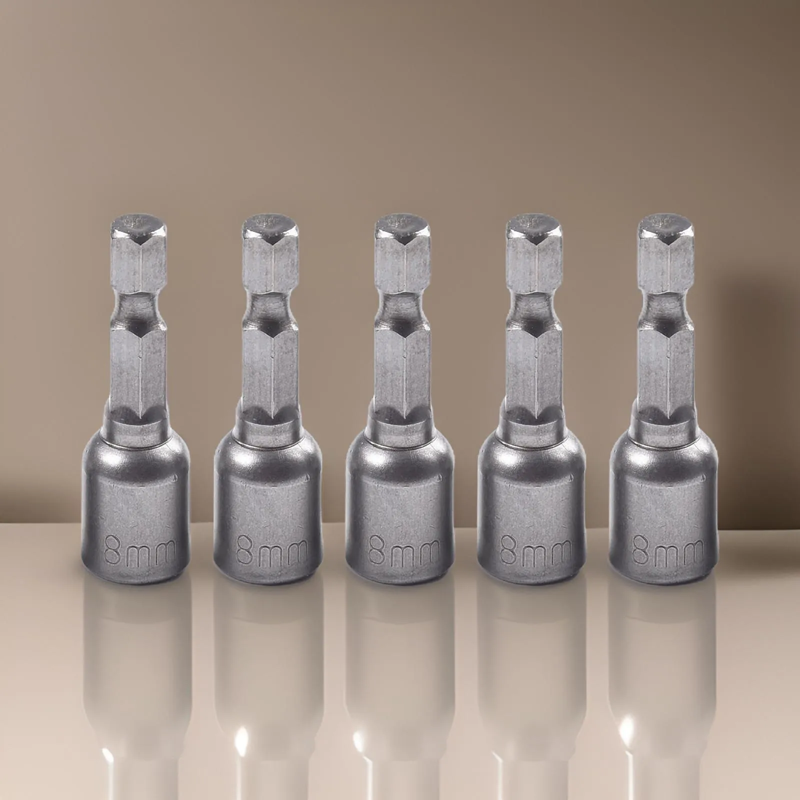 

Power Tools Socket Adapter Nut Driver Quick Release Set 1/4 5pcs 8mm Fits Power Drills Grey Length 42mm Magnetic
