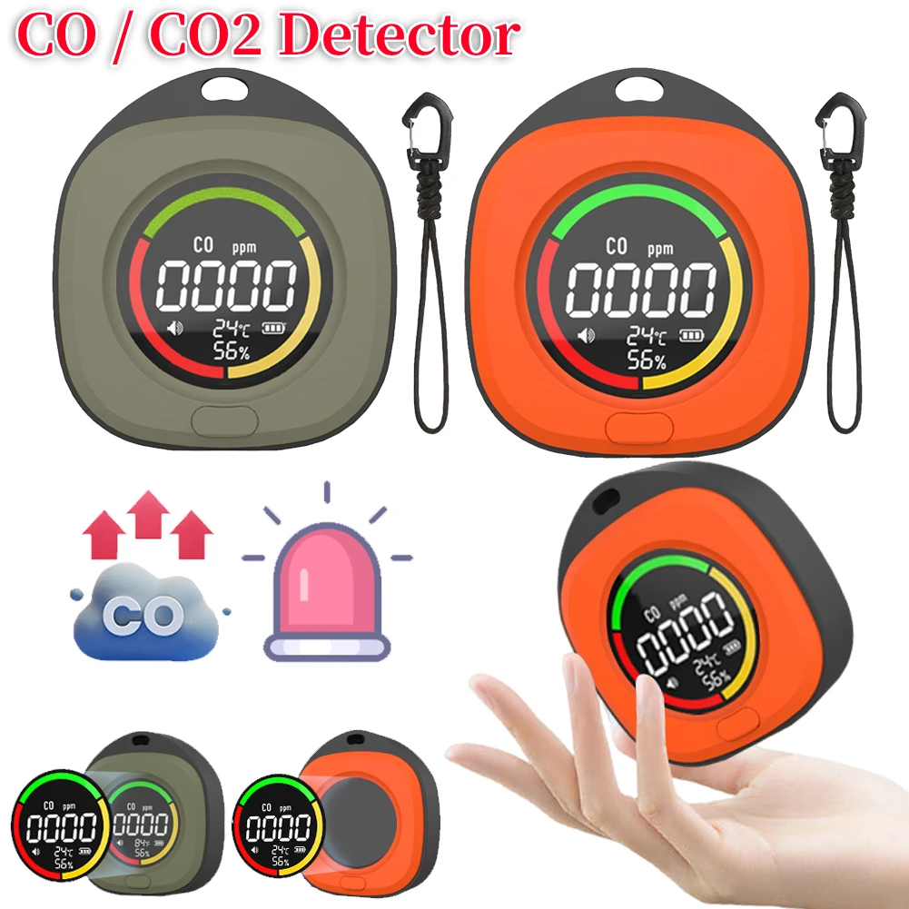 3 In 1 Mini Carbon Monoxide Detector CO/ CO2 Air Quality Portable Monitor Temperature Humidity Detector for Indoor and Travel