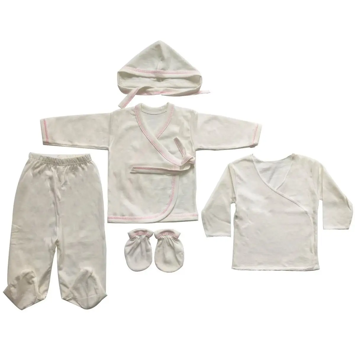 Newborn 5-piece baby baby diaper Set-cream pink