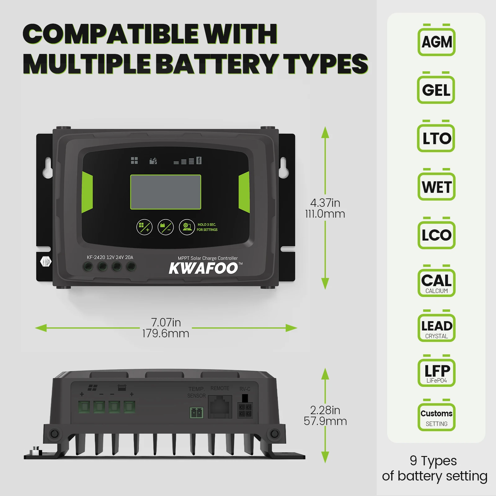 20A 12V 24V Auto MPPT Solar Charge Controller with APP Control Backlit LCD 20 Amp Solar Panel Regulator for AGM Wet Gel LiFePO4