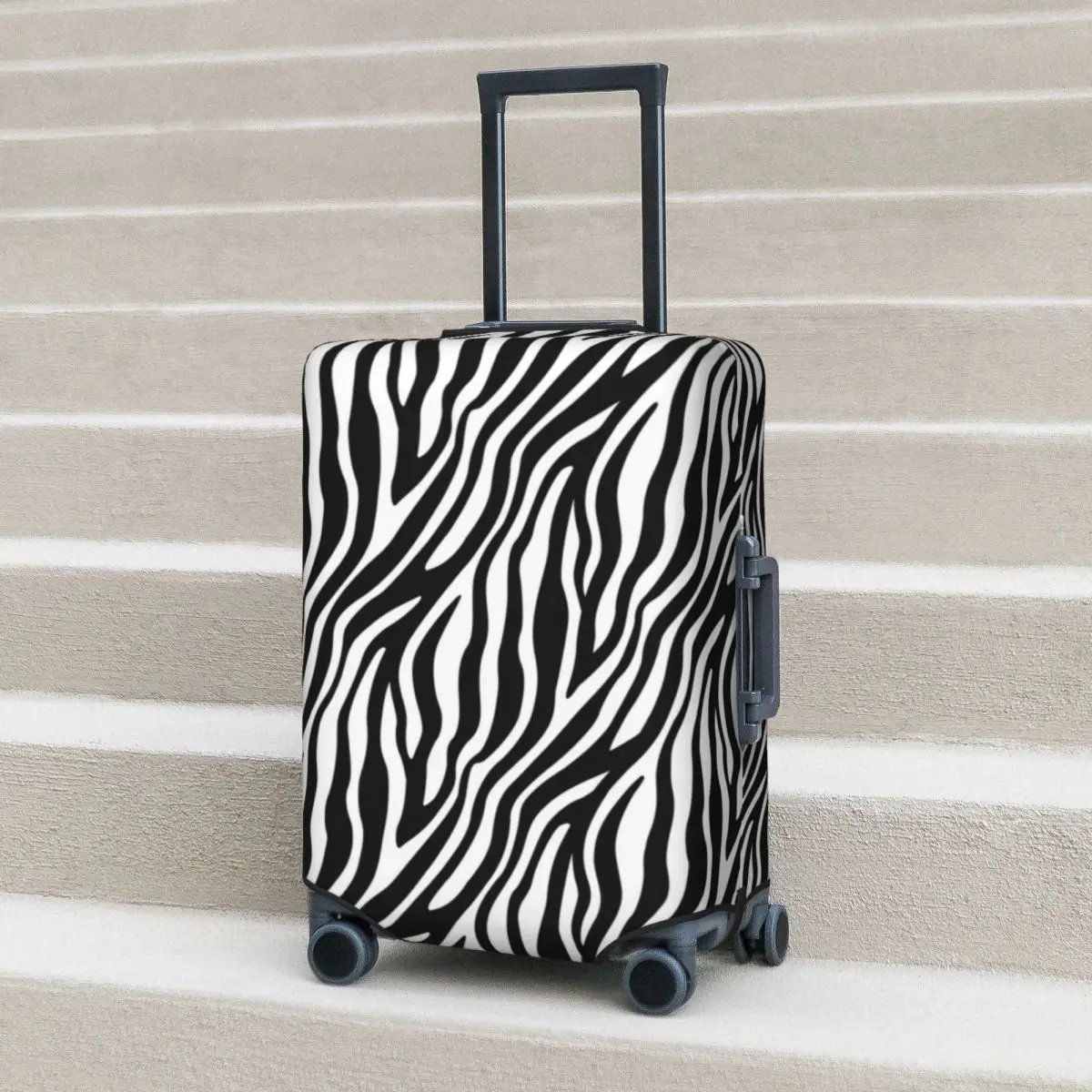 Capa de mala com estampa de zebra, estampa de listras de animais africanos, elástica, proteção para viagem de cruzeiro, suprimentos para bagagem, voo