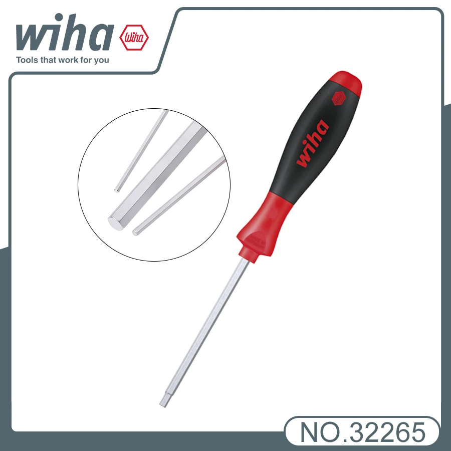 WIHA 32265 SoftFinish ®   Griff 1 Stück Sechskantschraubendreher Flachkopf Sechskantschraubendreher Reparaturwerkzeuge 322 261 Serie