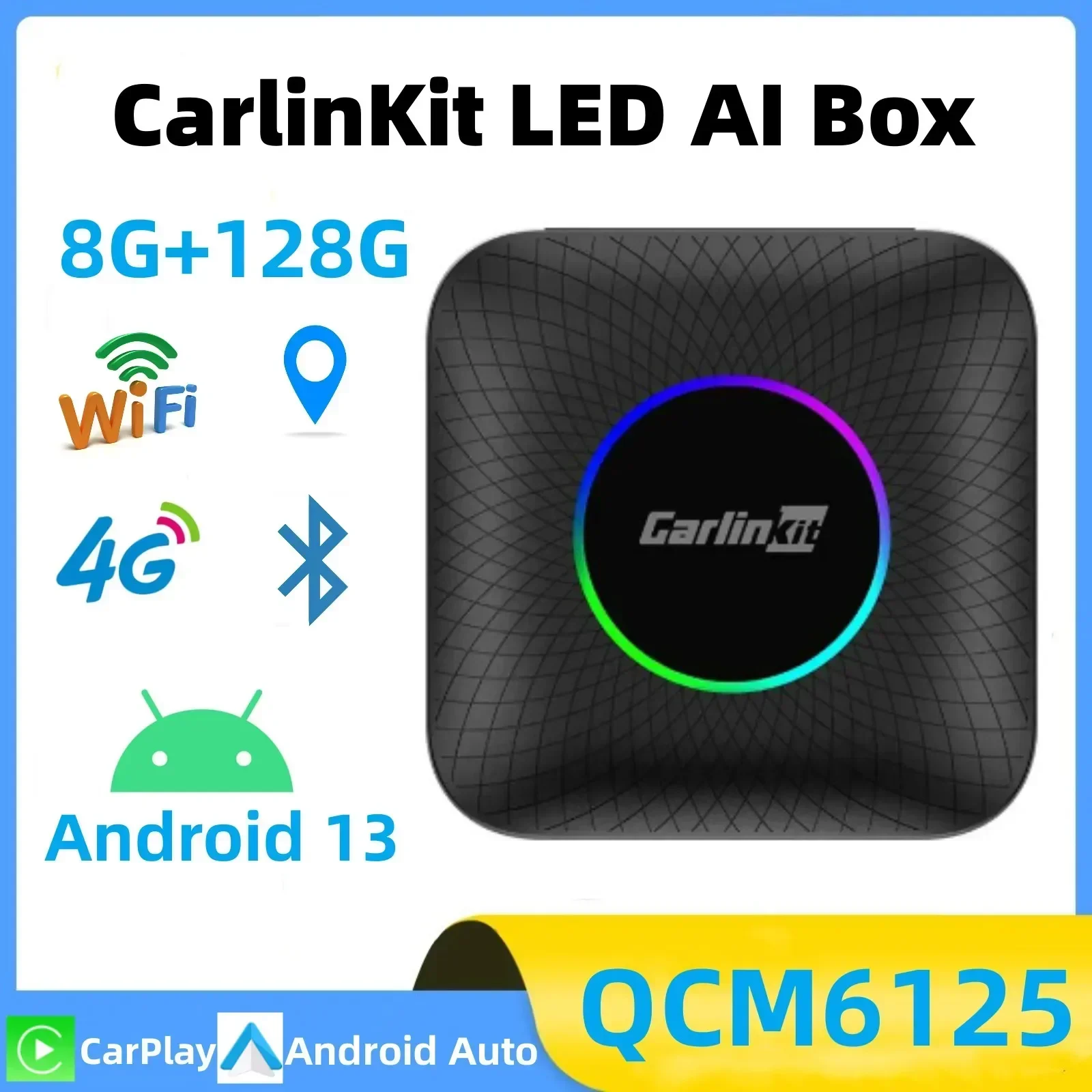 Android 13 CarlinKit CarPlay AI Box Qualcomm SM6125 Wireless CarPlay Android Auto 8GB+128GB Smart Box Plug and Play FOTA Upgrade