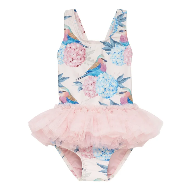 Hot Summer Cute Baby Girls Swimwear One Piece with Lace Beach Girls Swimsuit Kid Children Floral Unicorn Swimming Costume Bikini