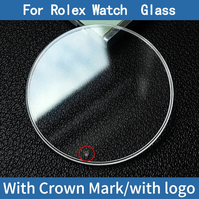 For Rolex Sapphire Crytal Glass With Logo  For OYSTER PERPETUAL 26-41 Case 67183 67230 124300 Flat Bottom With Slot Anti-scratch