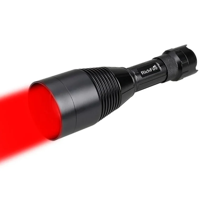 New Richfire Zooming Hunting LED Flashlight Red/Green 800LM Torch Light by 18650 Battery for Camping,Hiking,Self Defense