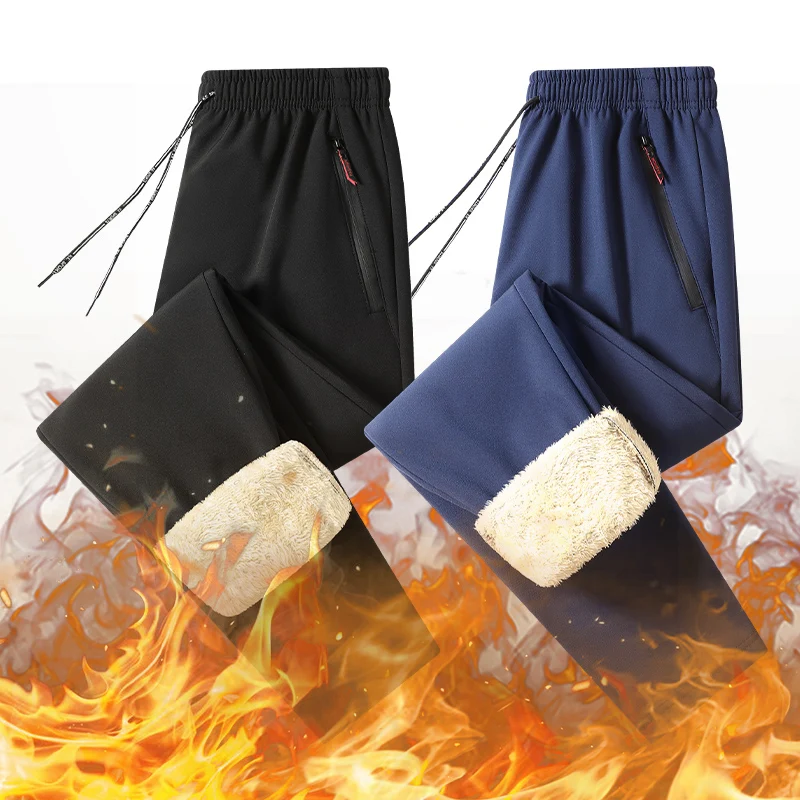 New Winter Lamb Wool Warm And Thick Sports Trousers For Men Fashionable Comfortable Versatile Outdoor Casual Straight Leg Pants