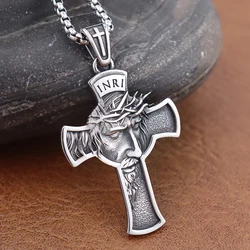 Fashion Simple INRI Jesus Cross Religon Pendant Stainless Steel Christianity Men Women Prayer Amulet Necklace Jewelry Wholesale