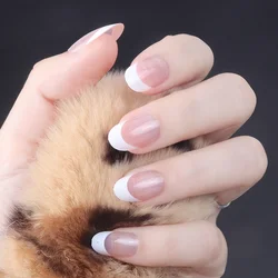 24 pçs/tiras curto redondo francês imprensa no balé unhas falsas capa completa suprimentos artificiais da arte do prego vestindo reutilizáveis unhas falsas