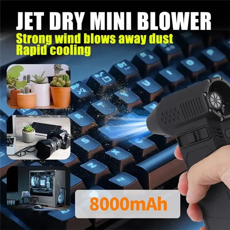 Powerful Jet Dryer Blower Fan 70m/s Wind Speed USB‑Charging Hand‑Held Turbo Fan Portable Dust Remover For Car Home