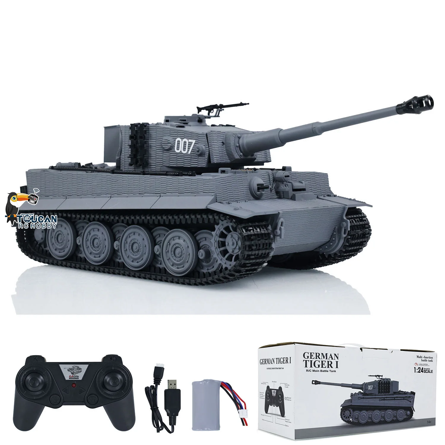 

Taigen 1/24 Scale RC Battle Tank Tiger I Model Remote Control Infrared Combat Military Tanks Mini Cars Vehicle RC Toys TH23571