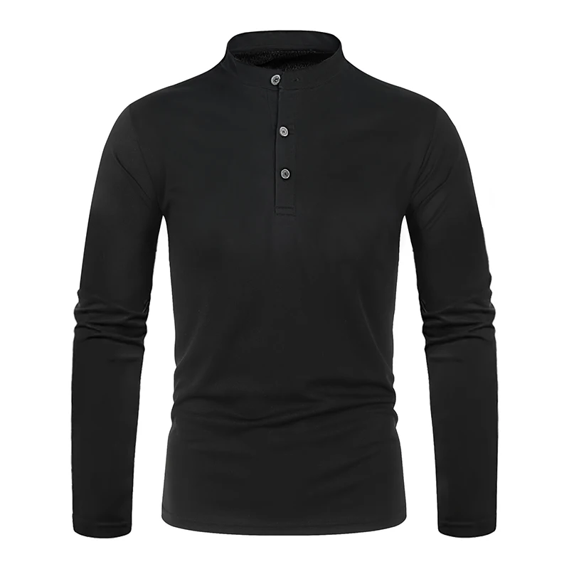 Men Spring Autumn Solid Cotton Long Sleeve Polo Shirt Fashion Brand Male Casual Breathable Daily High Quality Bottoming Shirt