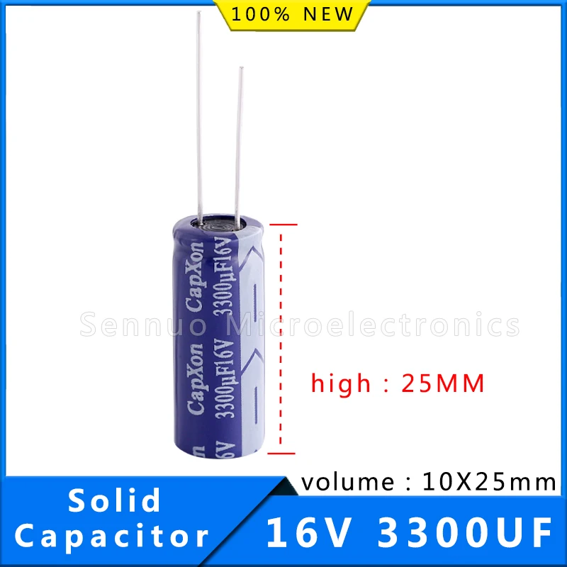 Imagem -04 - Capacitores Eletrolíticos Sólidos 3300 uf 16 v 3300 uf 16 v Volume 10x25 mm Capacitores Eletrolíticos de Alumínio Novo