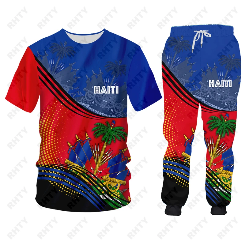 Country Emblem Flag Caribbean Sea Haiti Island  Jacket Tracksuit Men 3D Print Pants Oversize Pullover Unisex Clothes Dropship