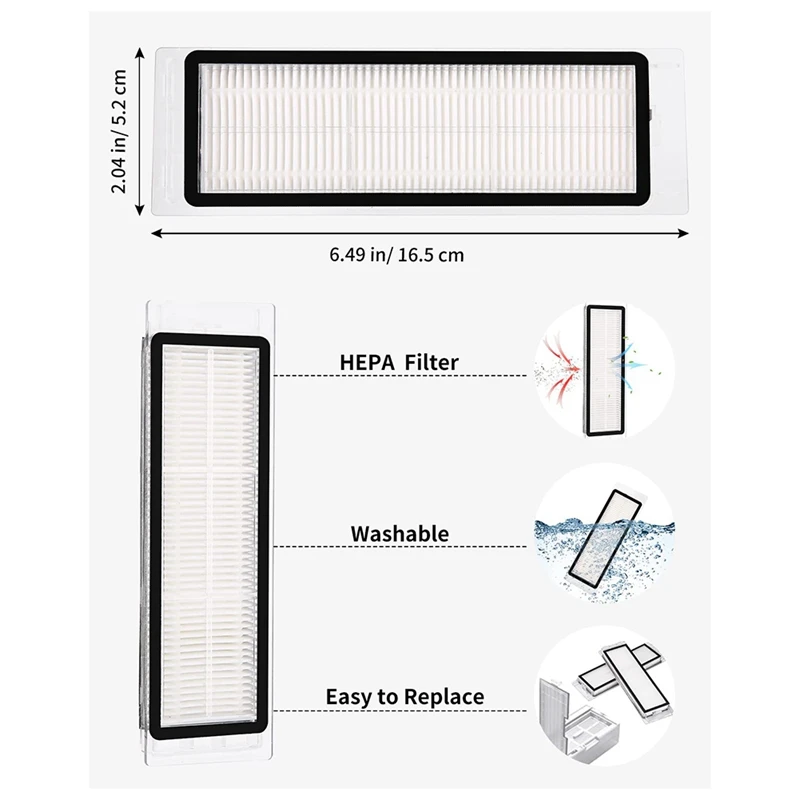 ملحقات قطع غيار المكنسة الكهربائية من Roborock ، قطع غيار المكنسة الكهربائية ، الفرشاة الرئيسية ، الفرشاة الجانبية ، فلاتر Hepa ، متوافقة مع S5 ، S5max ، S6