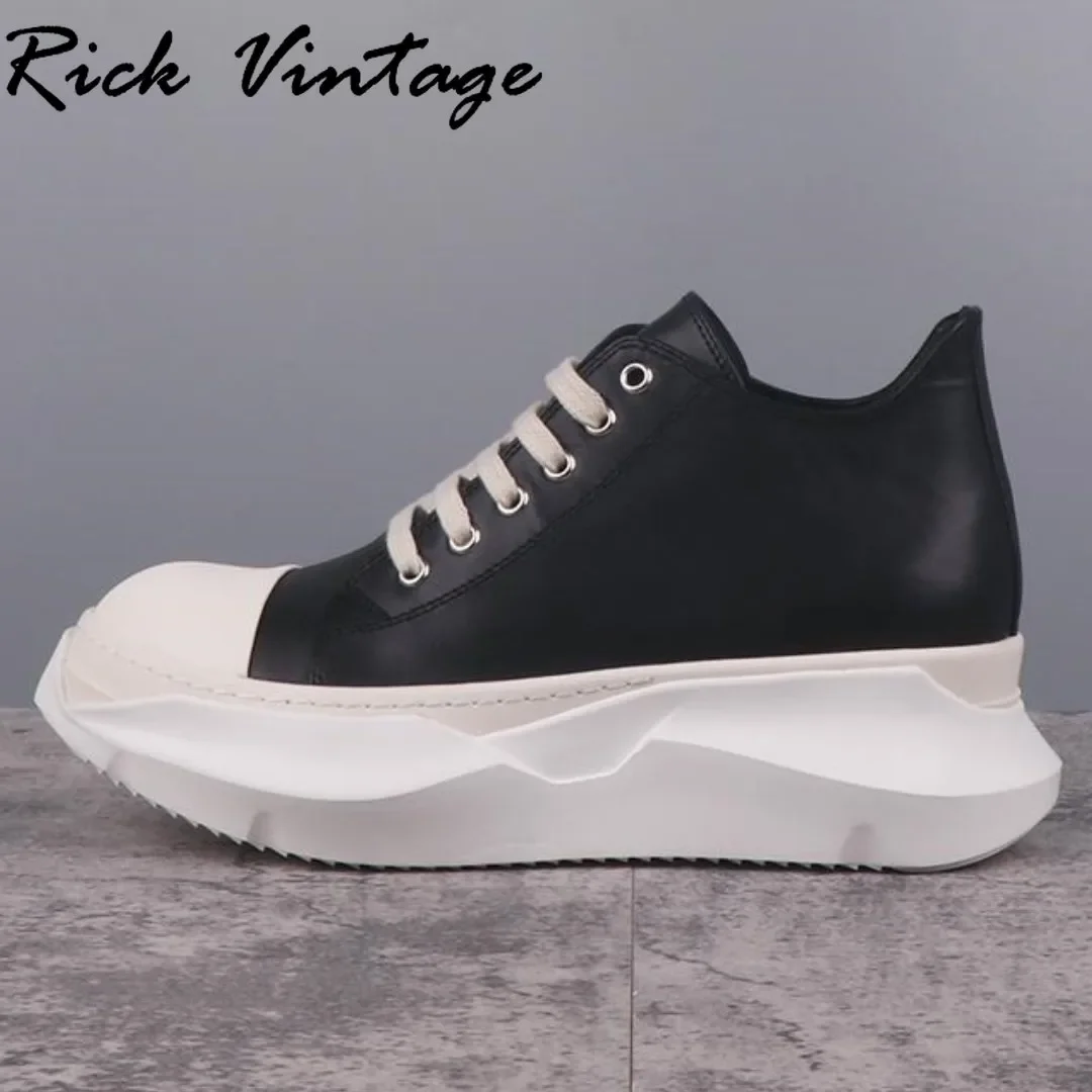 

Rick Vintage RO Low Top Shoes Men Trend Thick Soled Leather Casual Sneakers Fashion Bottom Dark Heightening Shoes Women Flats