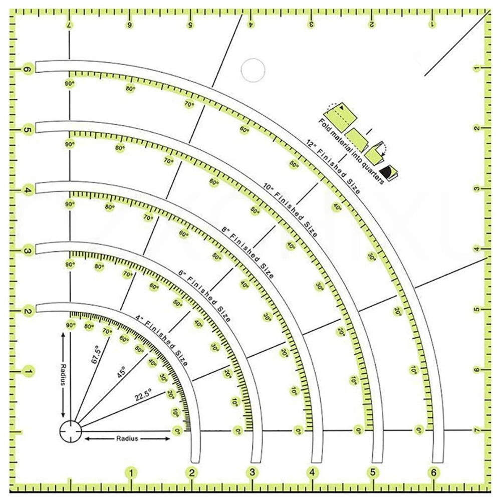 

Acrylic Quilting Ruler "8X 8" Multifunctional Arcs & Fans Quilt Circle Cutter Ruler for Patchwork Sewing Cloth Ruler Template