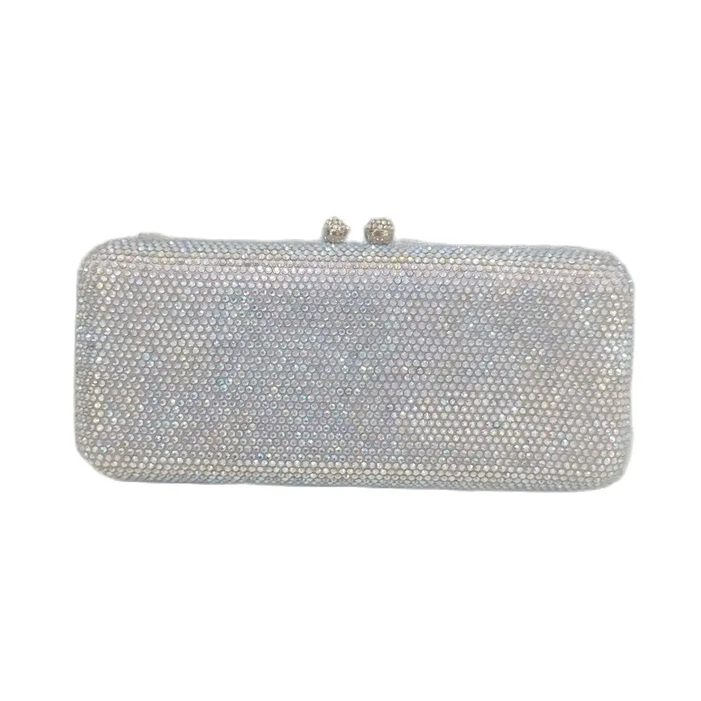 

DGFEAFOWL Stock Dazzling Silver AB Crystal Clutch Purses For Women Evening Bags Wedding Formal Dinner Bridal DIamond Handbags