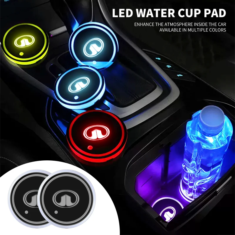 Colorful Universal LED Car Cup Holder RGB Light Mat Pad For Great Wall GWM Poer Wingle 5 7 Haval H5 H3 H6 M4 Voleex C20 C30