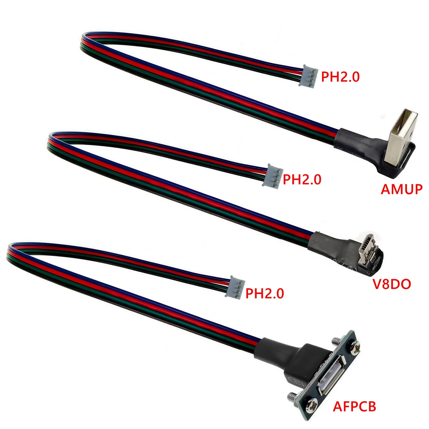 Micro mini USB2.0 TYPE-C  4P direct press buckle lock board female USB connector with PH2.0 cable length 30CM