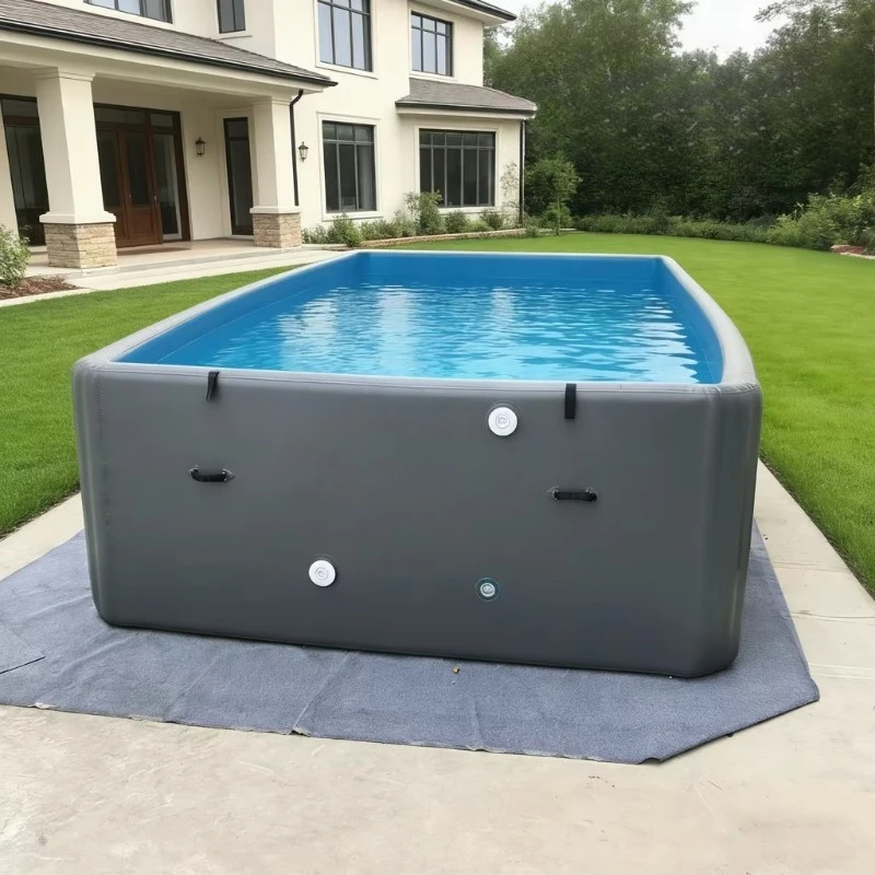 

Heavy Duty 5x3x1.5m Rectangular Drop Stitch Inflatable Pool Large Inflatable PVC Swimming Pool for Backyard Family Fun