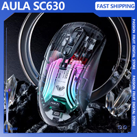 AULA SC630 3Mode Transparent Mouse Wireless Bluetooth Mouse Light Sound Gaming Desktop Laptop Available with Charging Base Mouse