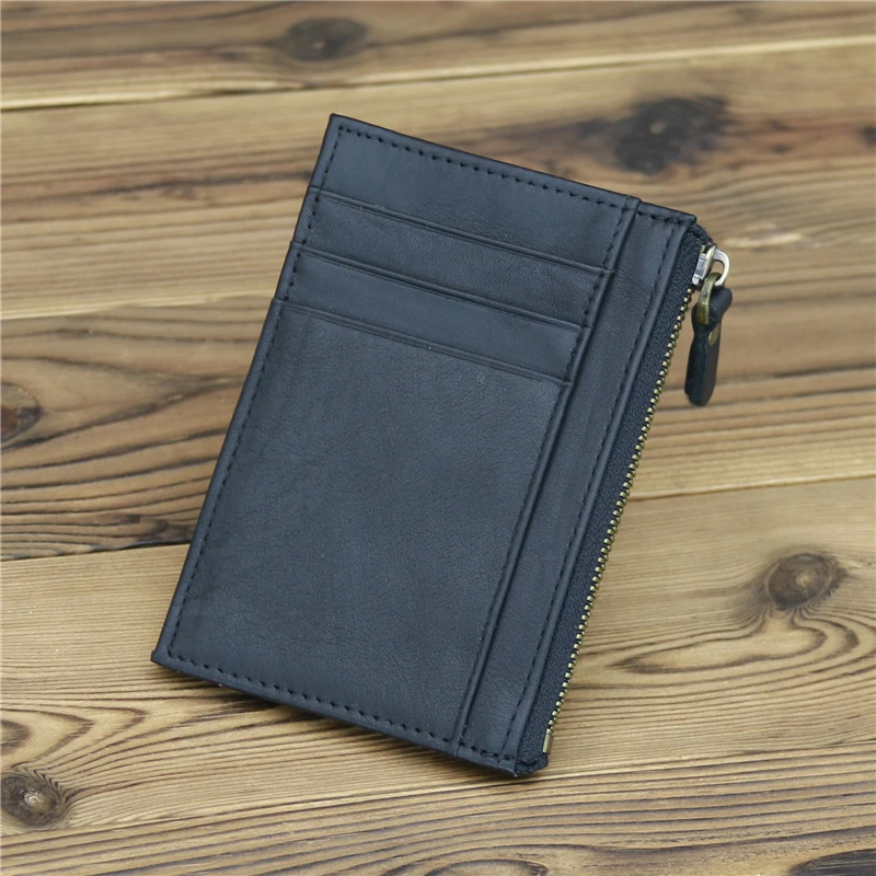 Card Holder Wallet Retro Unisex Slim Men Women Wallets Genuine Leather Soft Cowhide Mini Thin Credit Bank Card Purse Small