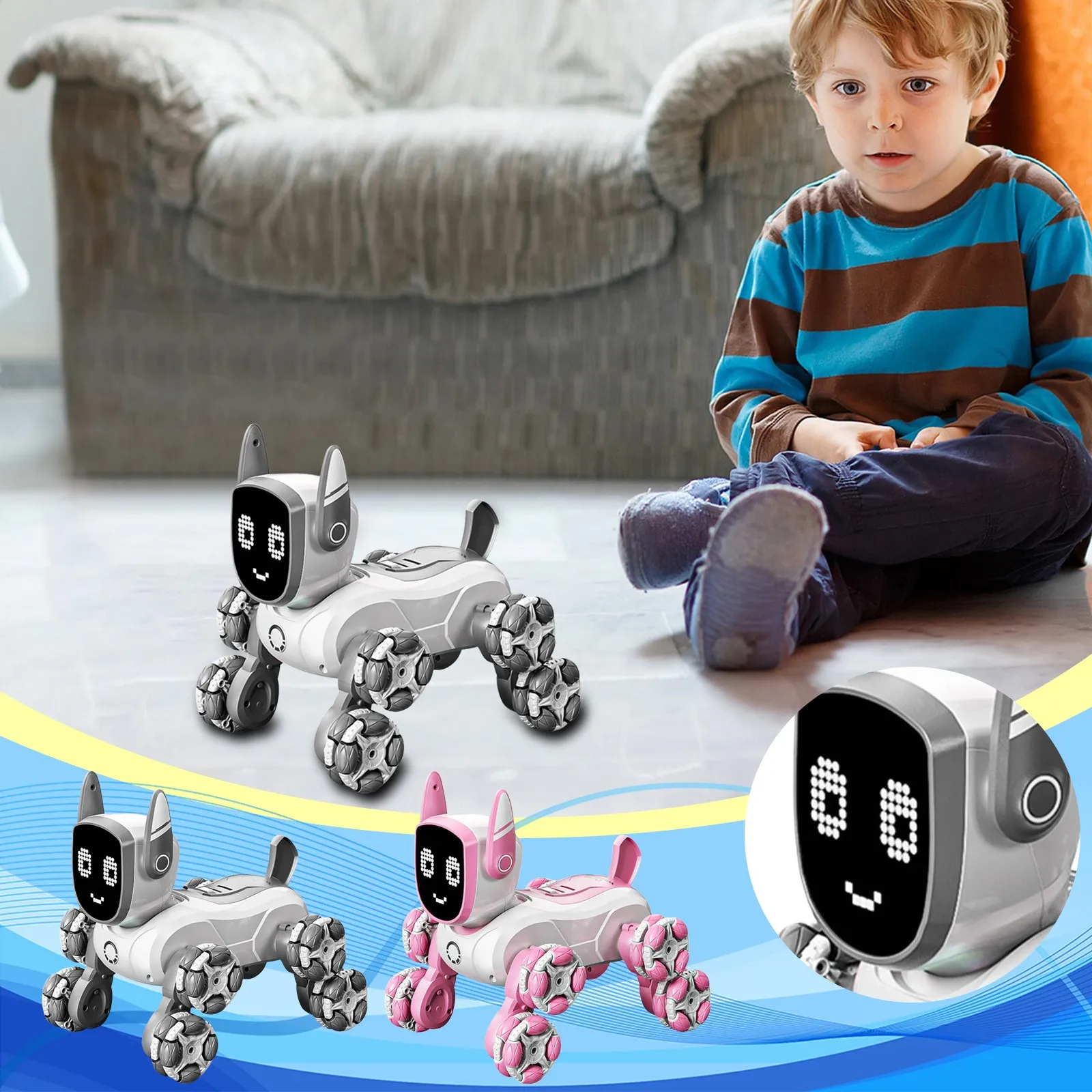 

Border Eight Wheel Intelligent Stunt Mechanical Dog Gesture Sensing Remote Control Machine Dog Children Electric Toy