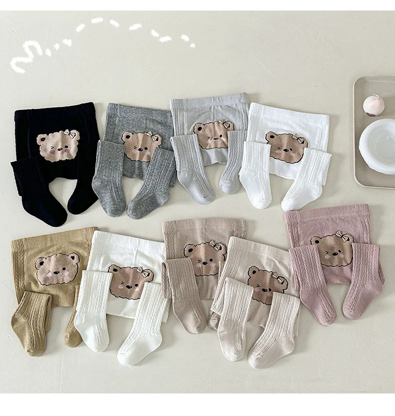 Warm Cotton Baby Pantyhose Cute Bear Knitted Infant Tights Newborn Kids Leggings Autumn Children Socks 0-4 Years