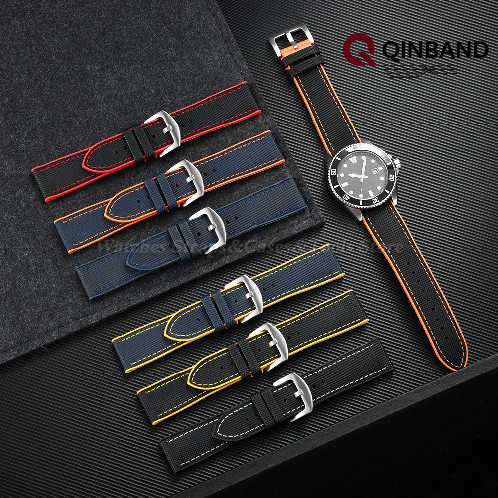 18/19/20/21/22/24mm Nylon-Segeltuch-Gummi-Hybrid-Uhrenarmband für Seiko, Tudor, Casio, Silikon, wasserdicht, Herrenarmband – Detail 4