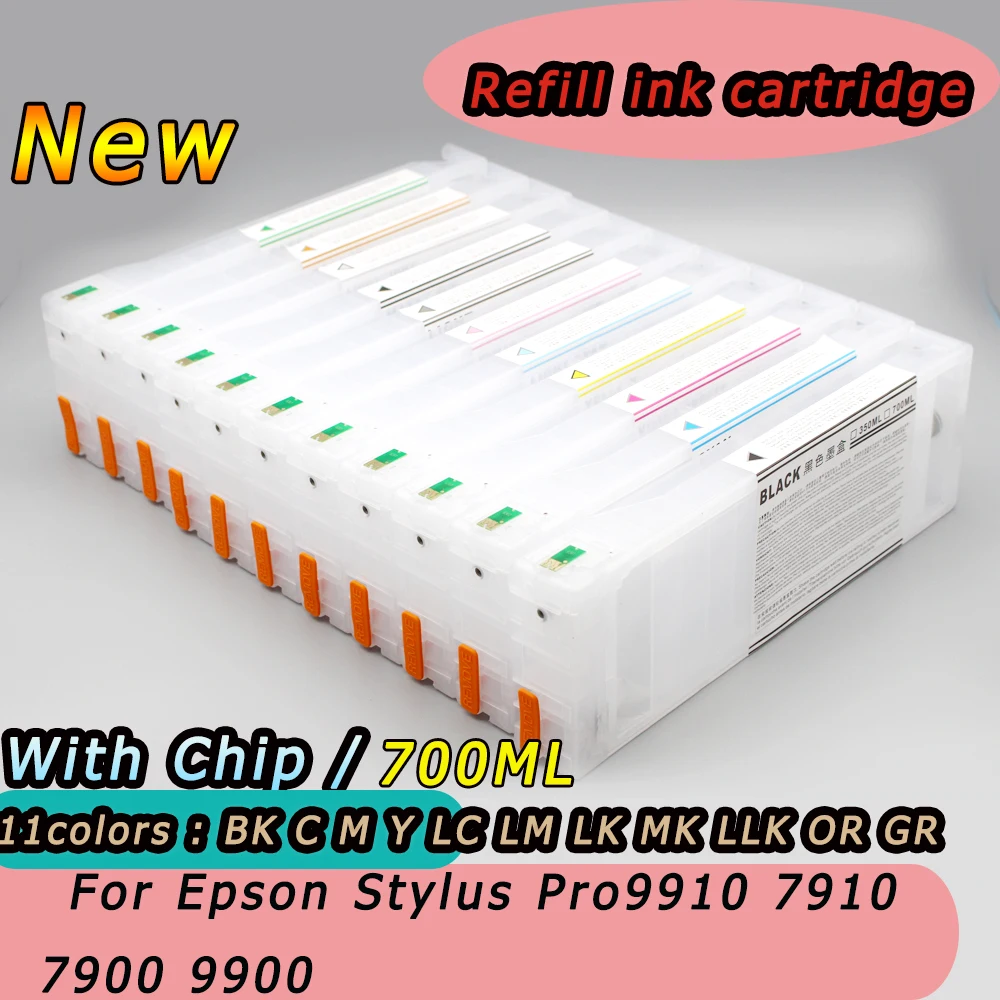 

11 Colors 700ML Ink Bag Ink Cartridge T6361-T6369 for Epson Stylus Pro7900 9900 7910 9910 Refillable Ink Cartridge with Chip