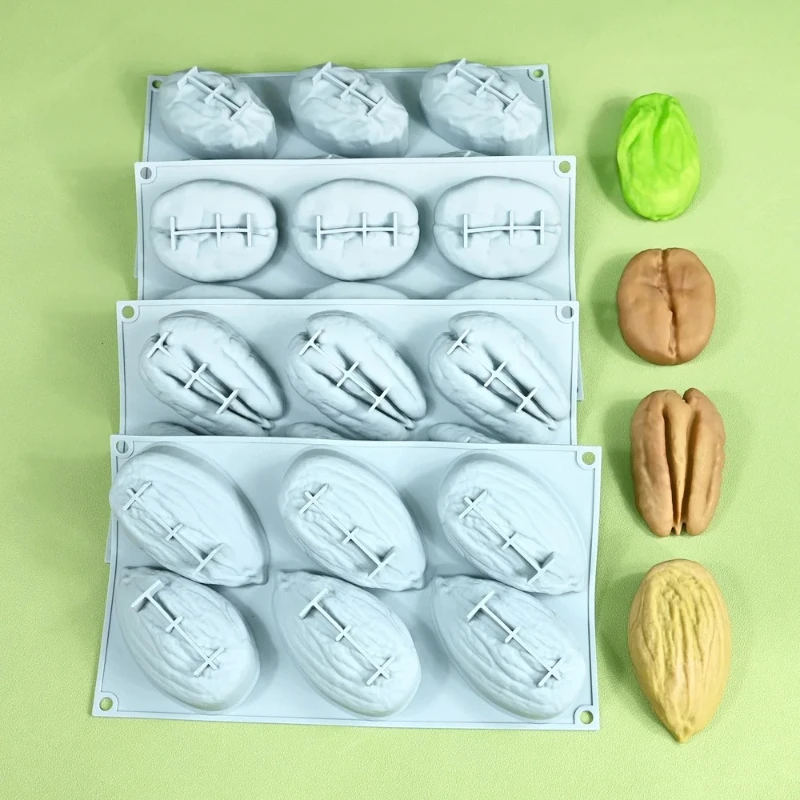 Large Almond/Pistachio/Pecan/Coffee Bean Pudding Mousse Silicone Mold DIY Chocolate Ice Cream Mould Cake Decorating Tools