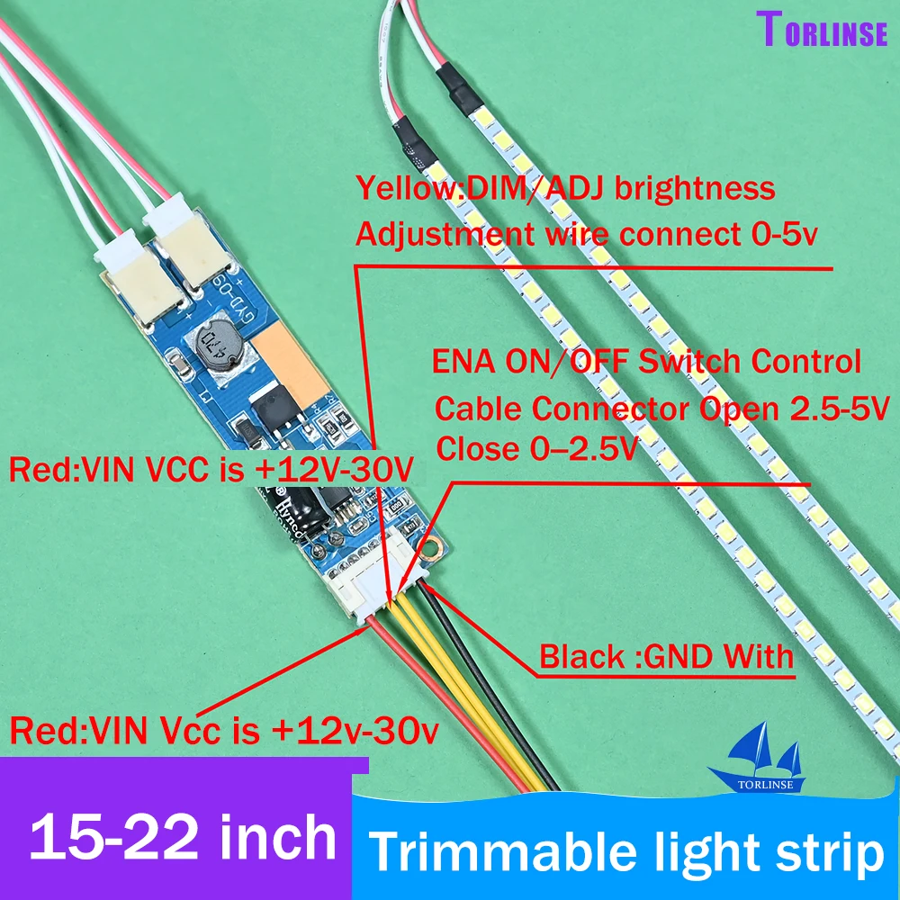 Kit de tira de luces LED de retroiluminación, módulo de pantalla LCD CCFL a Monitor LED, CC 10-30V, 22 pulgadas, 490mm, nuevo