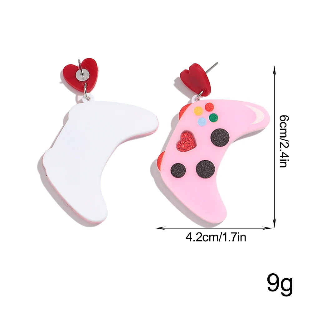 Creative Pink Game Console Handle Acrylic Drop Earrings for Women Vintage Cute Love Resin Pendant Earring Funny Jewelry Gifts