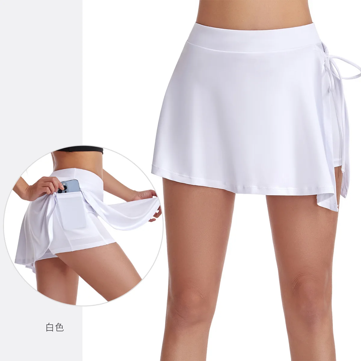 Europe Style Women Tennis Culottes Fitness Skirt Training Running Yoga Badminton Sports Shorts Lining With Pocket Anti-emptied